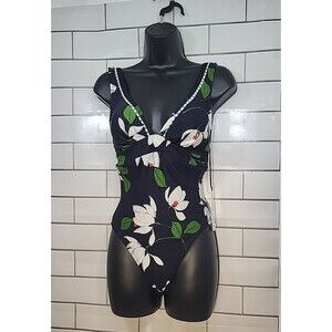 Robin Piccone Women's Sz 6 Bkllue One Piece Swimsuit  Plunging Neckline Beach